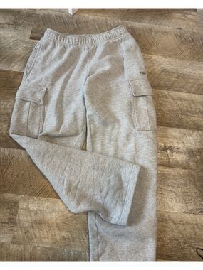 TNA Cozy SweatFleece Cargo Look Pants in Light Gray